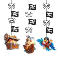 Pendentifs décoratifs en forme de bateau pirate 80 cm - 3 unités