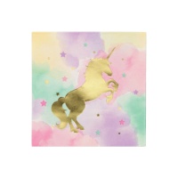 Serviettes de table licorne dorée 16,5 x 16,5 cm - 16 pcs.