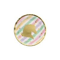 Assiettes licorne dorée 17 cm - 8 pcs.