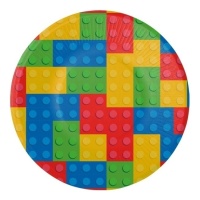 Assiette Lego carrée de 23 cm - 8 pcs.