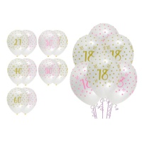Ballons en latex Pink Chic avec numéro d'anniversaire 30 cm - Fête créative - 6 pièces