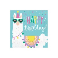 Serviettes de table Happy Birthday Flame 16,5 x 16,5 cm - 16 unités