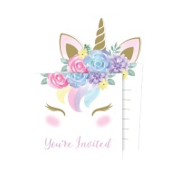Invitations licorne enchantée - 8 pcs.