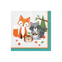 Serviettes de table Animaux de la forêt 16,5 x 16,5 cm - 16 pcs.