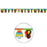 Couronne de gâteau d'anniversaire Happy Birthday Rainbow - 2,18 m