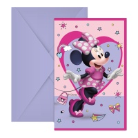 Invitations Minnie et marguerite roses - 6 pcs.