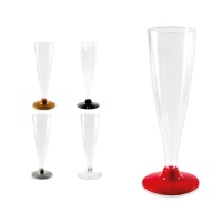 Flûte à champagne en plastique de 140 ml avec tige colorée - 4 pcs.