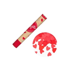 Canon à confettis de 40 cm avec pétales et coeurs rouges