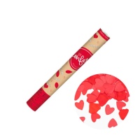 canon à confettis de 50 cm avec pétales et coeurs rouges