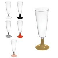 Gobelet en plastique de 150 ml avec pied couleur champagne - 4 unités