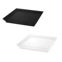 Assiettes carrées en plastique noir et blanc de 13 cm de côté - 25 pièces.