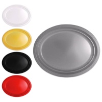 Plateaux ronds en plastique coloré de 31 x 24 cm - 10 unités