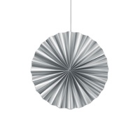 Pendentif rond en papier métallisé argent de 35 cm