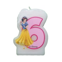 Bougie Disney Princesse numéro 6 4,5 x 6,5 cm - 1 unité