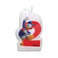 Bougie Donald Duck numéro 2, 4 x 7 cm - 1 pièce.