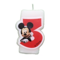 Bougie Mickey Mouse numéro 3, 4 x 6,5 cm - 1 pièce