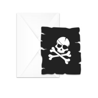 Invitations drapeau pirate - 6 pièces