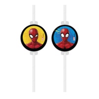 Pailles en papier Spiderman - 4 pcs.