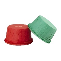 Capsules pour cupcakes de 5,5 cm plissées rouges et vertes - Decora - 25 unités