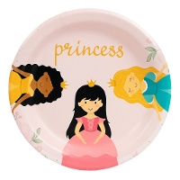 Assiettes de princesses de conte de 18 cm - 8 unités