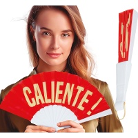 Éventail avec le message « CALIENTE ! »