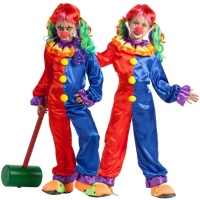 Costume de clown rouge et bleu pour filles