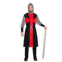 Costume de chevalier croisé rouge et noir pour hommes