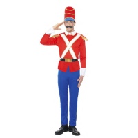 Costume de soldat de plomb rouge et bleu pour homme