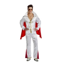 Costume de roi du rock avec cape rouge pour hommes