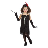 Costume Charleston noir avec franges pour filles