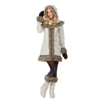Costume d'esquimau avec capuche et gants pour femmes