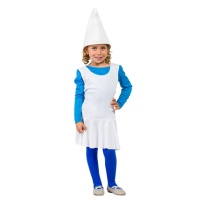 Costume de nain bleu avec gants pour filles