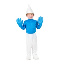 Costume de nain bleu avec gants pour enfants