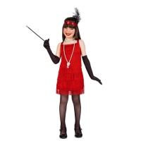 Costume de charleston rouge avec franges pour filles