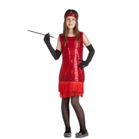 Costume de Charleston rouge avec paillettes pour filles