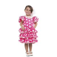 Costume de sévillane rose et blanc pour filles