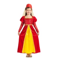 Costume médiéval de reine rouge pour filles