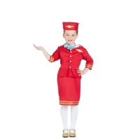 Costume d'hôtesse de l'air rouge pour filles