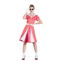 Costume de pin-up rose des années 50 pour femmes
