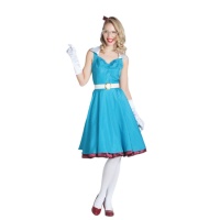 Costume de pin-up bleu des années 50 pour femmes