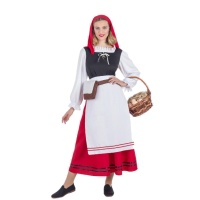 Costume de bergère avec foulard rouge pour femmes