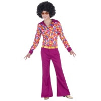 Costume de hippie des années 70 avec fleurs pour hommes