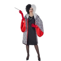 Costume de manteau de dalmatien maléfique pour adultes