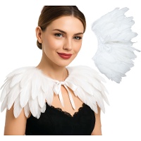 Cape courte en plumes blanches