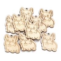 Figurines en bois de bouledogue français 4 cm - 10 pièces.