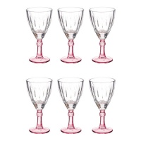 Verre à vin de 275 ml avec base rose - 6 pcs.