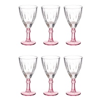 Verre à vin de 275 ml avec base rose - 6 pcs.