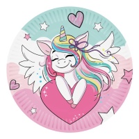 Assiettes licorne Love 18 cm - 8 pièces