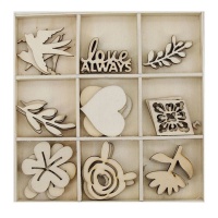 figurines en bois découpées love always - 27 pièces