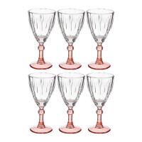 Verre à vin de 275 ml avec base de couleur saumon - 6 pièces.